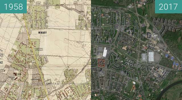 Vorher-Nachher-Bild von Poznań 1958 - Winiary, Winogrady zwischen 1958 und 12.05.2017