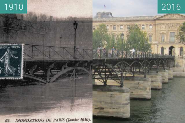 Image avant-après de Pont des Arts (Great Flood) entre 1910 et 22 sep. 2016