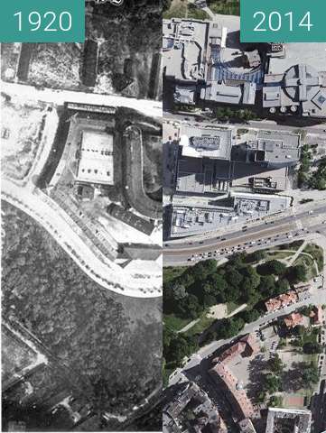 Image avant-après de Bastion III Grolman/Stary Browar entre 1920 et 2014