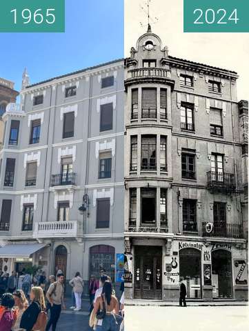 Image avant-après de Casa Tele y cafetería Therma, Plaza de la Regla entre 1965 et 7 sep. 2024