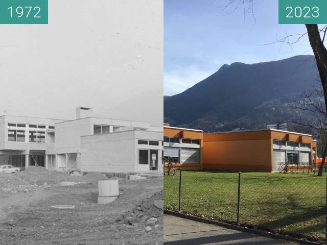 Vorher-Nachher-Bild von Scuola elementare Gerra - Lugano zwischen 1972 und 2023