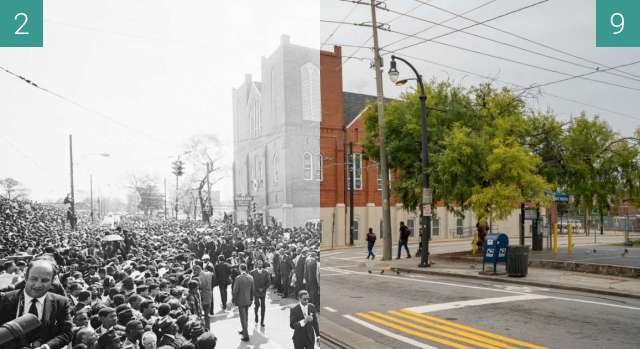 Image avant-après de Ebenezer Baptist Church entre 9 avr. 1968 et 3 sep. 2021