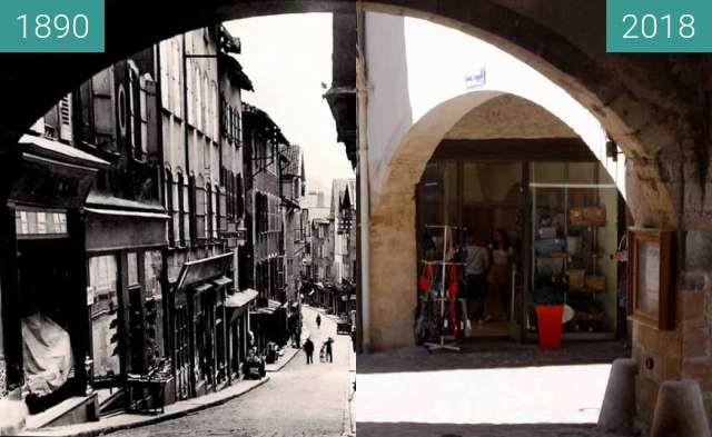 Before-and-after picture of Villefranche de rouergue between 1890 and 2018