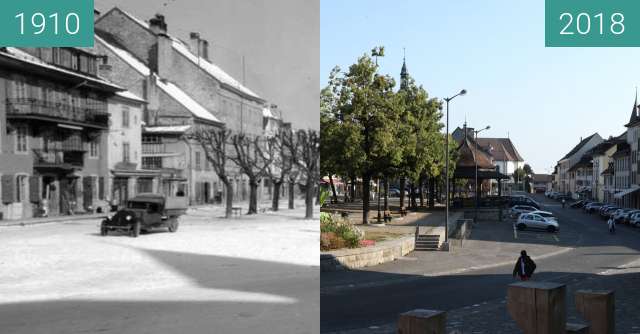 Vorher-Nachher-Bild von Bulle - Place du Marché zwischen 1910 und 04.08.2018