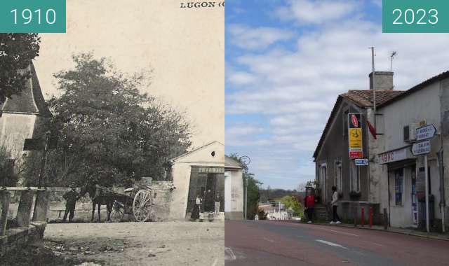 Image avant-après de Ancienne pharmacie de Lugon-et-l'Île-du-Carney entre 1910 et 6 avr. 2023