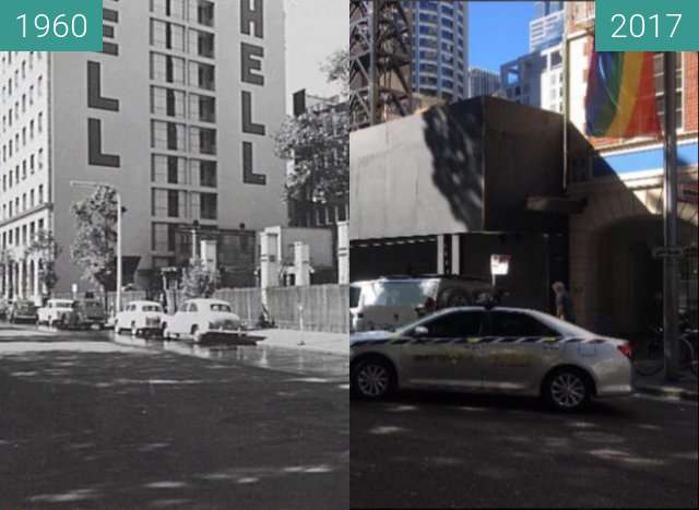 Before-and-after picture of Carrington Street, Sydney between 1960 and 2017