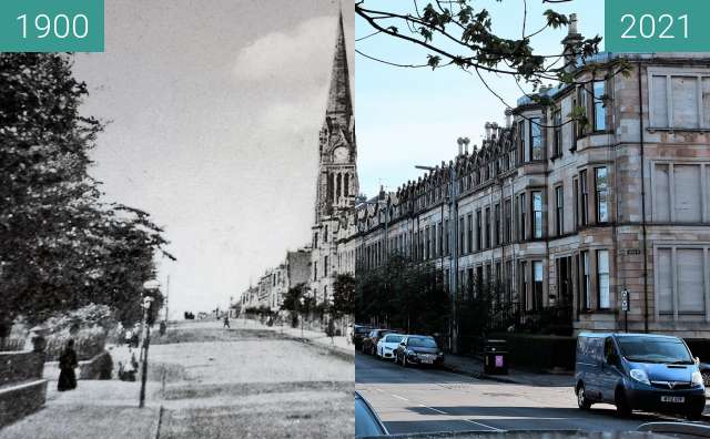 Before-and-after picture of Knowe Terrace between 1900 and 2021-May-02