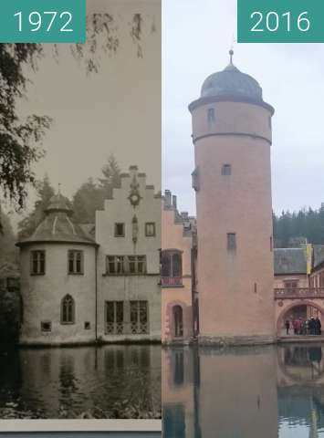 Vorher-Nachher-Bild von Wasserschloss in Mespelbrunn zwischen 12.04.1972 und 27.03.2016