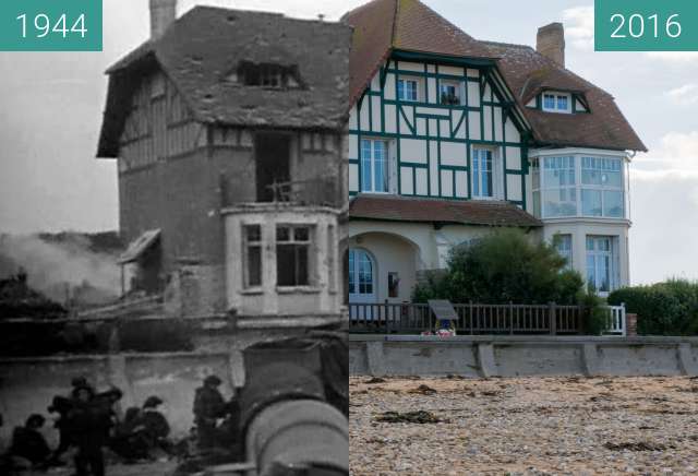 Vorher-Nachher-Bild von Villa "Denise et Roger" am Juno Beach (3) zwischen 06.06.1944 und 22.10.2016