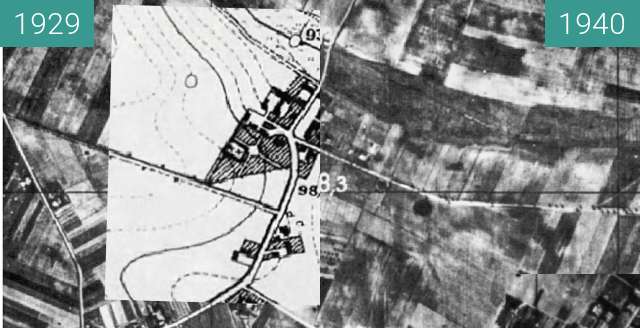 Before-and-after picture of Folwark Piątkowo, os. Jana III Sobieskiego between 1929 and 1940