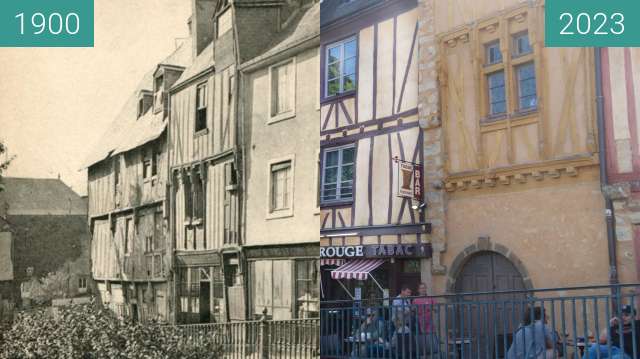 Before-and-after picture of Rue du Pilier Rouge between 1900 and 05/2023