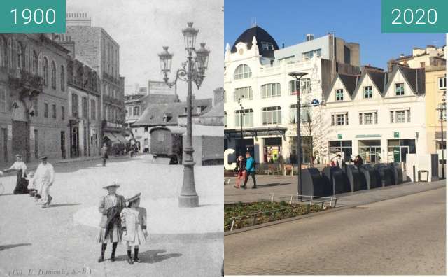 Before-and-after picture of Saint-Brieuc - Place Duguesclin between 1900 and 2020-Nov-06