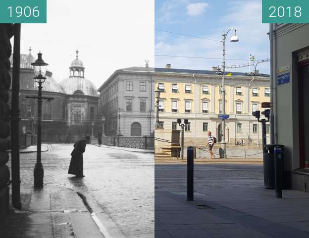 Image avant-après de German Church and Gothenburg City Hall entre 1906 et 1 août 2018