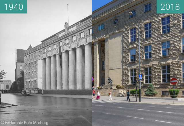 Vorher-Nachher-Bild von Aleja Niepodległości zwischen 1940 und 2018