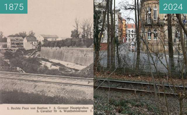 Image avant-après de Festung Landau Bastion 7 entre 1875 et 14 jan. 2024