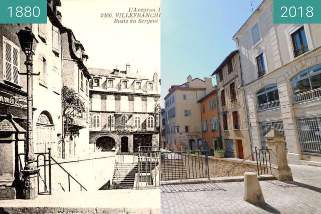 Before-and-after picture of Villefranche de rouergue between 1880 and 2018-Jul-07