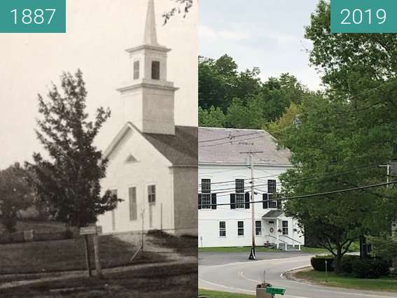 Before-and-after picture of Fitzwilliam, NH USA - Community Church between 1887 and 2019-Jun-05