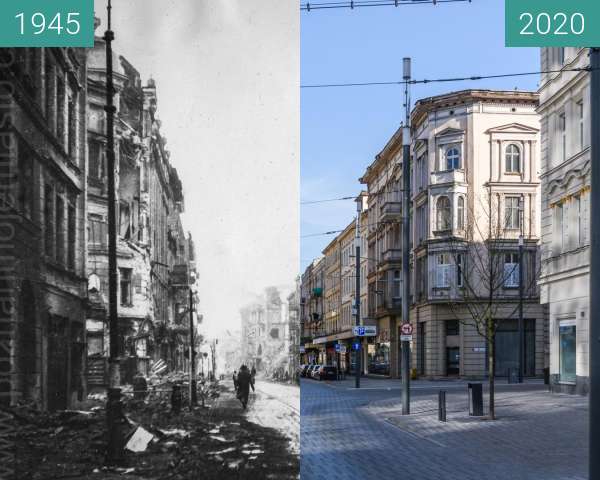 Vorher-Nachher-Bild von Ulica św. Marcin zwischen 1945 und 05.04.2020