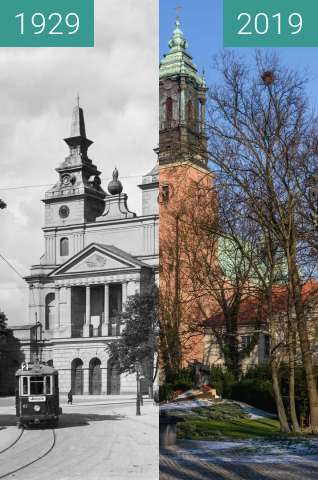 Vorher-Nachher-Bild von Ostrów Tumski, Bazylika Archikatedralna św. Piotra zwischen 1929 und 31.01.2019