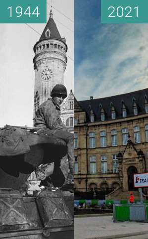 Before-and-after picture of Luxemburg; BCEE between 09/1944 and 10/2021