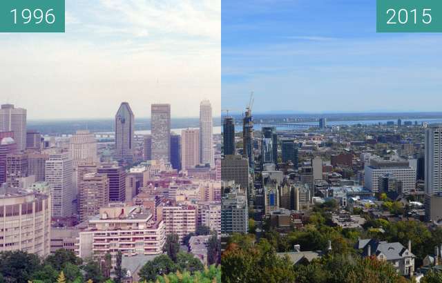 Before-and-after picture of Montreal between 06/1996 and 2015-Oct-04