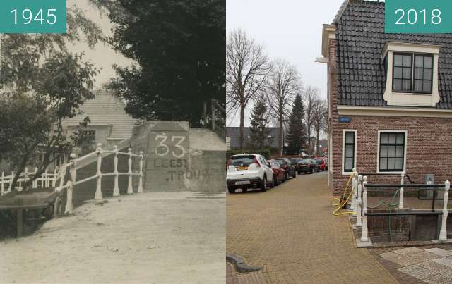 Before-and-after picture of Road block Schagen between 1945 and 2018-Apr-12