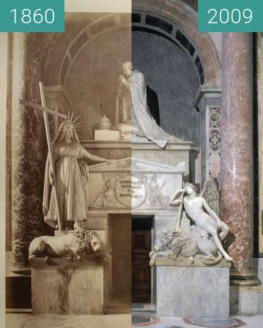 Before-and-after picture of Monumento funebre di Clemente XIII di Rezzonico between 1860 and 2009