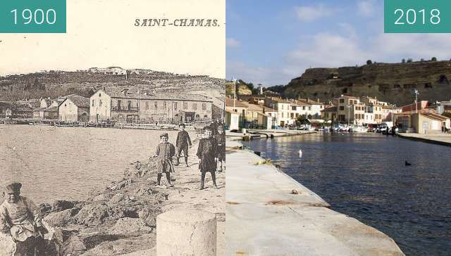 Vorher-Nachher-Bild von Entrée du port de Saint Chamas zwischen 1900 und 02.02.2018