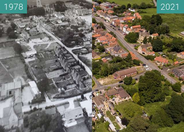 Before-and-after picture of Folkingham Over 40 Years between 1978 and 2021-Jun-13