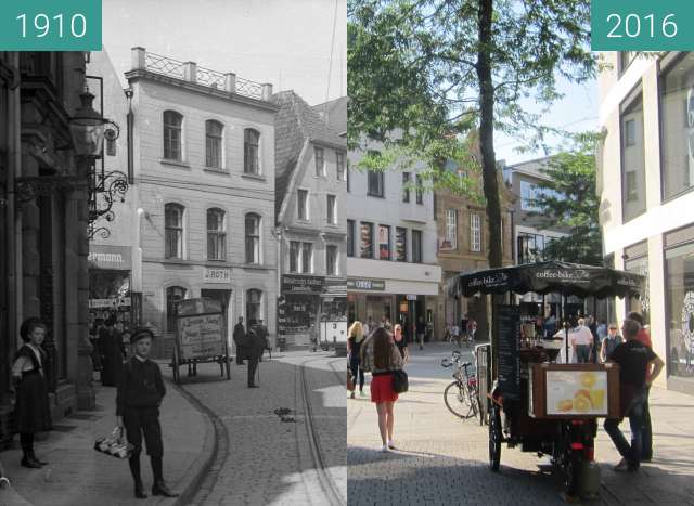 Before-and-after picture of Große Straße between 1910 and 2016-Aug-31