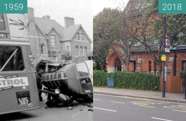 Before-and-after picture of Stamford brook between 1959 and 2018-Aug-24