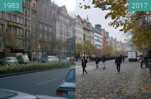 Image avant-après de Prag, Wenzelsplatz entre 1983 et 16 nov. 2017