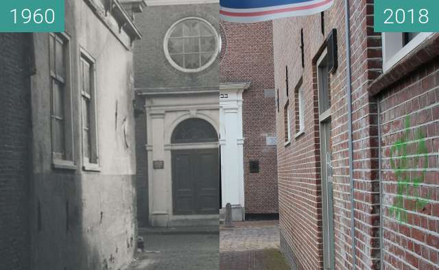 Before-and-after picture of Synagog Alkmaar between 1960 and 2018-Feb-27