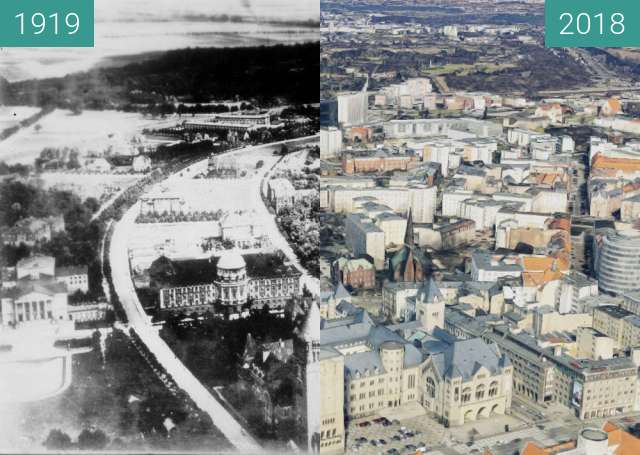 Vorher-Nachher-Bild von Poznań zwischen 1919 und 2018