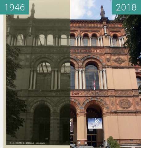 Before-and-after picture of Natural history museu, Milan between 1946 and 2018