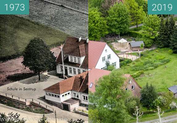 Image avant-après de Die alte Dorfschule in Bad Iburg-Sentrup entre 1973 et 15 mai 2019