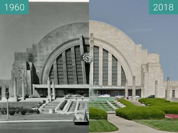 Before-and-after picture of Union Station Terminal between 1960 and 2018