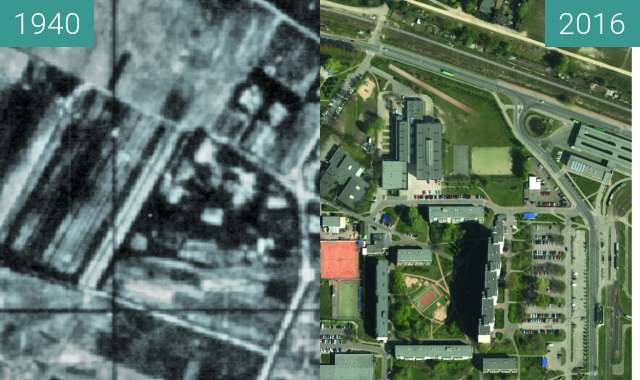 Image avant-après de Folwark Piątkowo entre 1940 et 2016