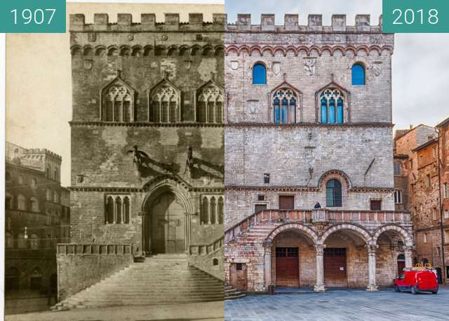 Vorher-Nachher-Bild von Palazzo dei Priori Perugia zwischen 1907 und 2018