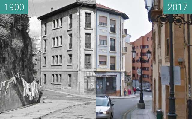 Vorher-Nachher-Bild von Calle Postigo Alto en Oviedo zwischen 1900 und 2017