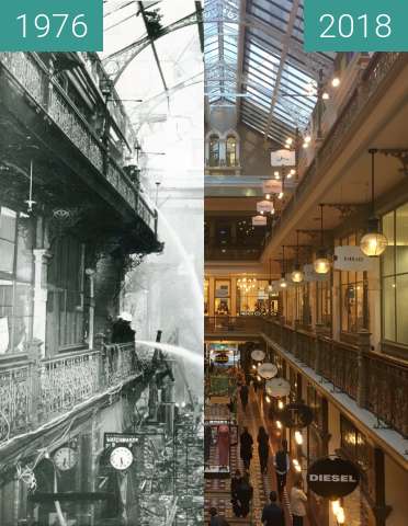 Before-and-after picture of The Strand Arcade between 1976-May-26 and 2018-May-31