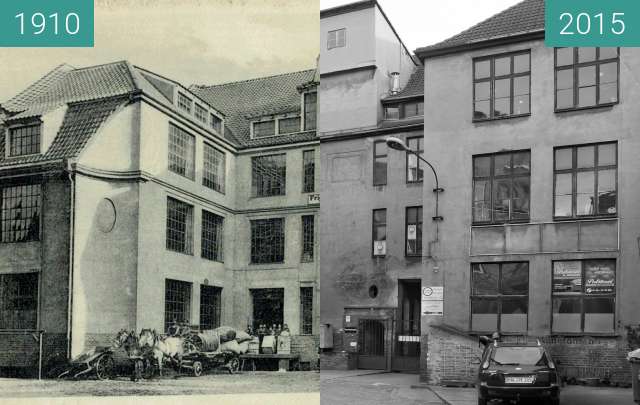 Vorher-Nachher-Bild von Geschäftsgebäude zwischen 1910 und 09.02.2015