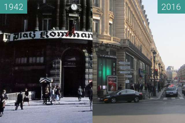 Before-and-after picture of Place de l'Opéra (Occupation of Paris) between 1942 and 2016-Mar-13