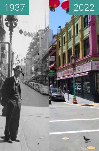 Before-and-after picture of Sacramento Street / Grant Ave between 09/1937 and 08/2022