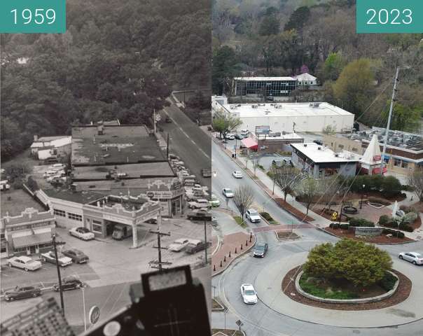 Image avant-après de North Decatur Road at Clifton Road, Atlanta GA entre 1959 et 9 mars 2023