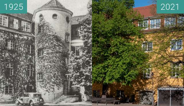 Vorher-Nachher-Bild von Stuttgart, Altes Waisenhaus, Innenhof zwischen 1925 und 25.04.2021