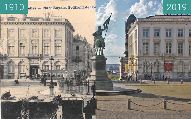 Vorher-Nachher-Bild von Place Royale, Brüssel zwischen 1910 und 06.06.2019