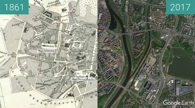 Vorher-Nachher-Bild von Poznań 1861 zwischen 1861 und 2017