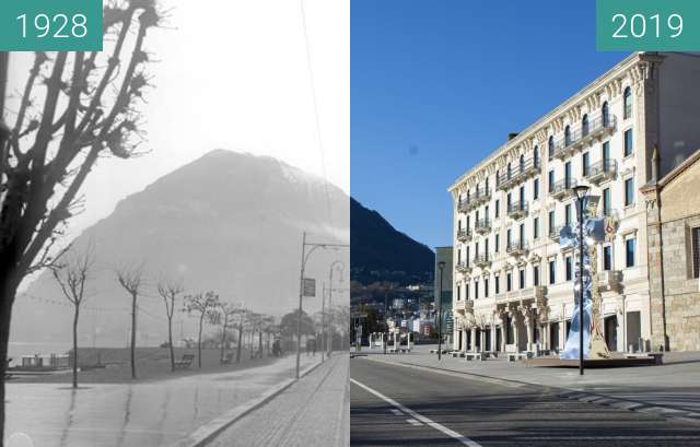 Vorher-Nachher-Bild von Piazza Luini zwischen 1928 und 03.2019