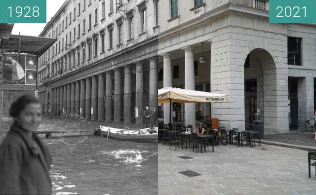 Vorher-Nachher-Bild von Como, Piazza Cavour zwischen 1928 und 20.08.2021